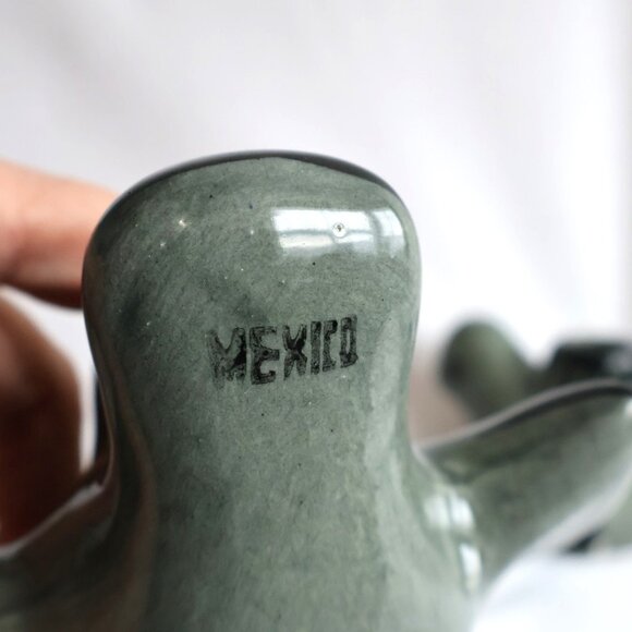 Tonala Ceramic Bird Candlestick Set - Vintage -  Mexico - Grey/green - Picture 5 of 11